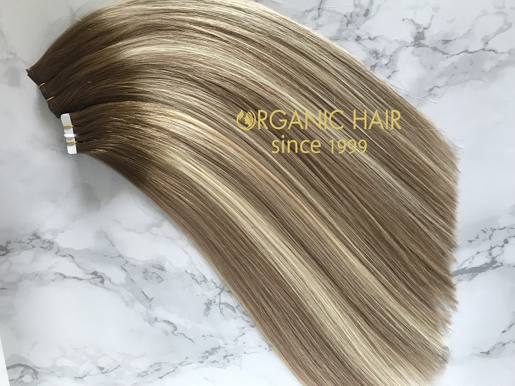 High Quality Hand Tied Weft Hair Extensions color 1B/silver Wholesale For Salon RB2